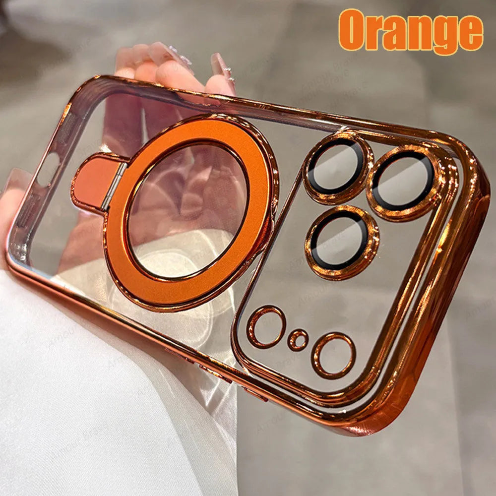 Coque iPhone Magnétique Luxe – Transparente & Support Anneau 360° | MagSafe Compatible
