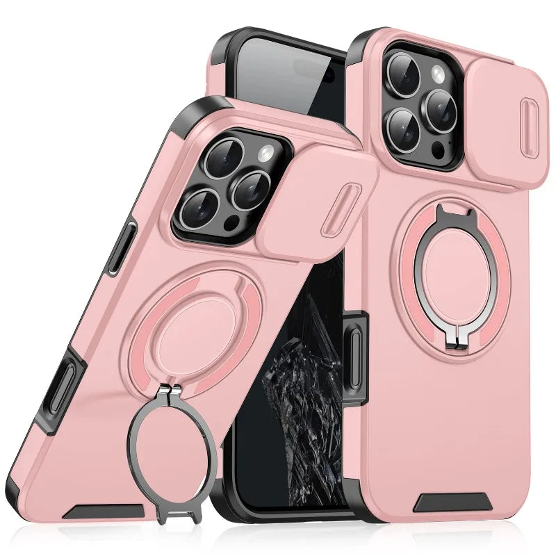 #007 Coque iPhone MagSafe Rugged – Protection Caméra + Anneau 360°