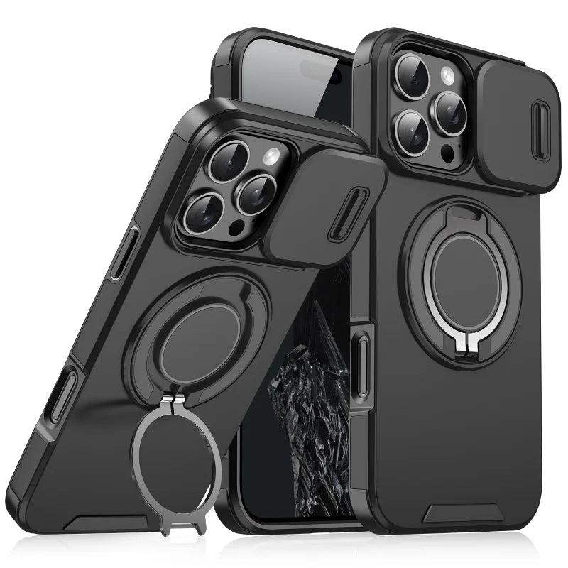 #007 Coque iPhone MagSafe Rugged – Protection Caméra + Anneau 360°