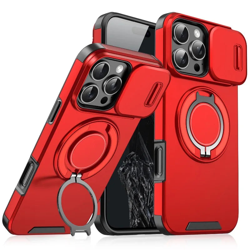 #007 Coque iPhone MagSafe Rugged – Protection Caméra + Anneau 360°