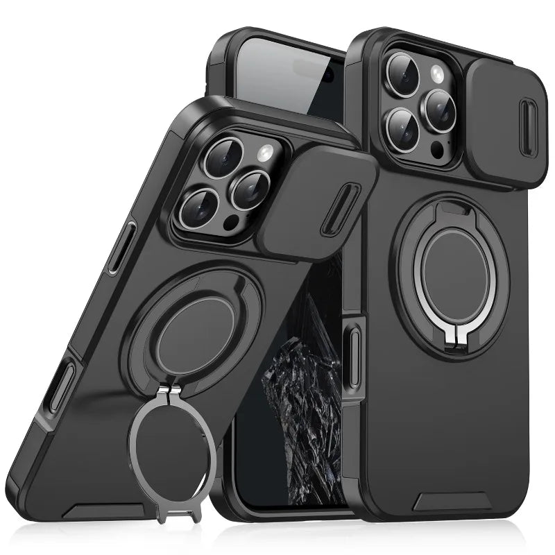 #007 Coque iPhone MagSafe Rugged – Protection Caméra + Anneau 360°