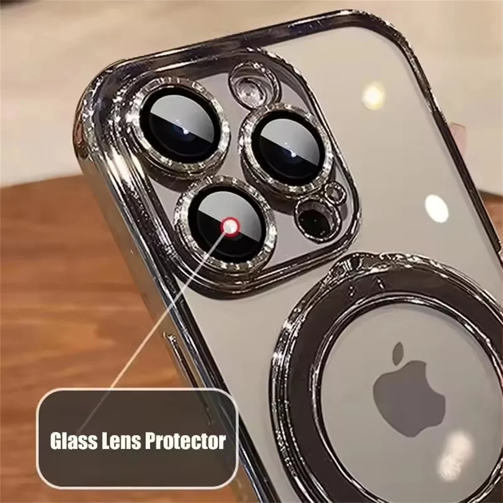 Coque iPhone Magnétique Luxe – Transparente & Support Anneau 360° | MagSafe Compatible