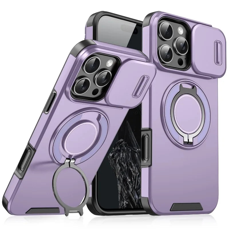 #007 Coque iPhone MagSafe Rugged – Protection Caméra + Anneau 360°