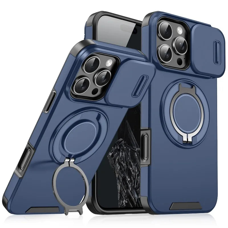 #007 Coque iPhone MagSafe Rugged – Protection Caméra + Anneau 360°