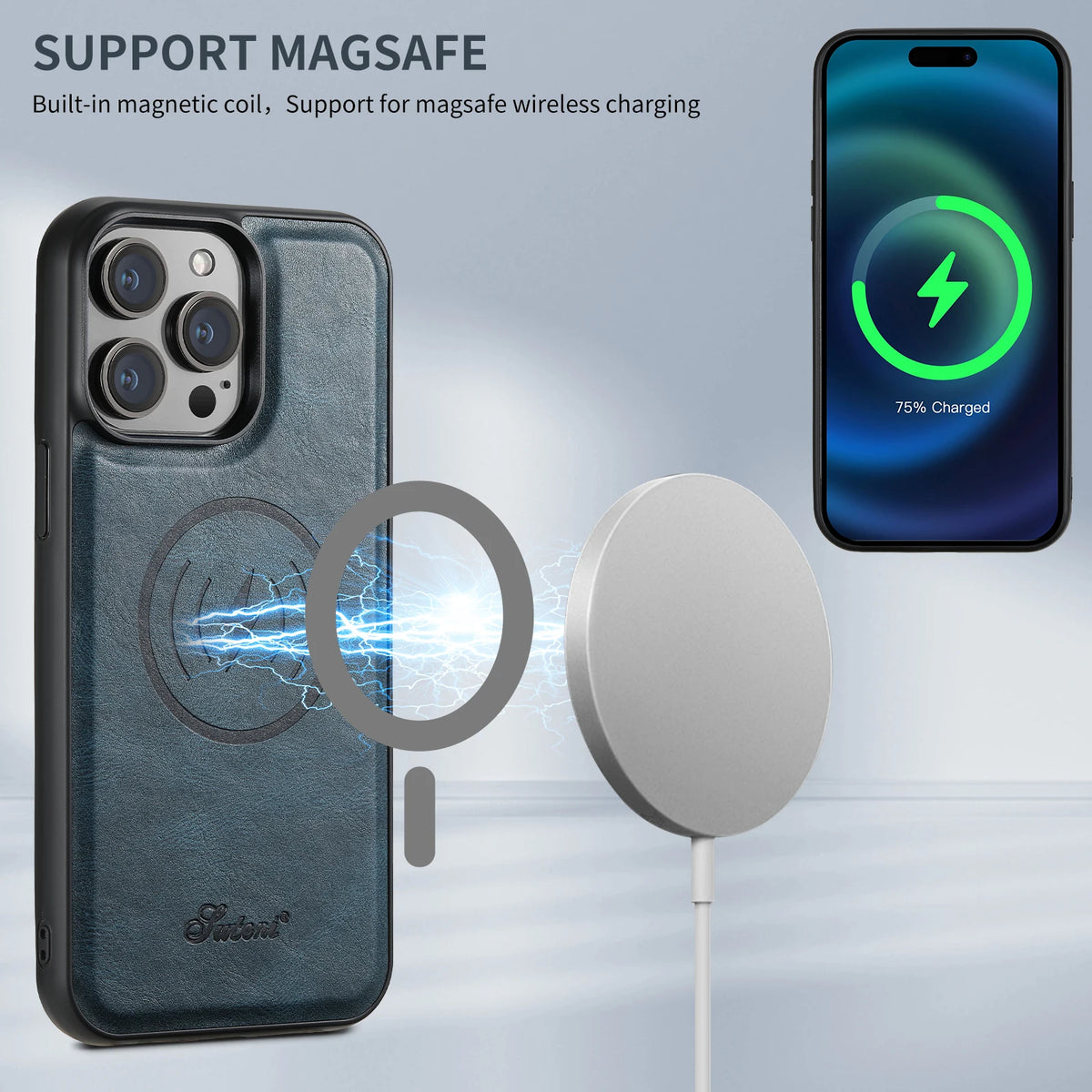 #006 Coque iPhone MagSafe – Porte-Cartes Magnétique & Finition Cuir
