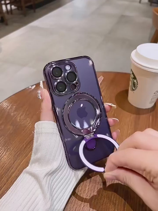 Coque iPhone Magnétique Luxe – Transparente & Support Anneau 360° | MagSafe Compatible
